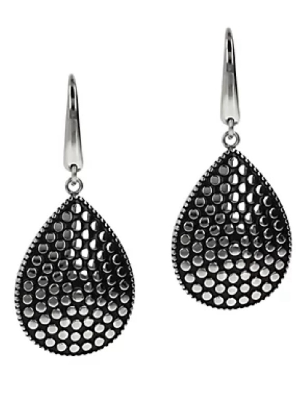 Stainless Steel Milor Italy Hammered Metal Teardrop Dangle Earrings Rock